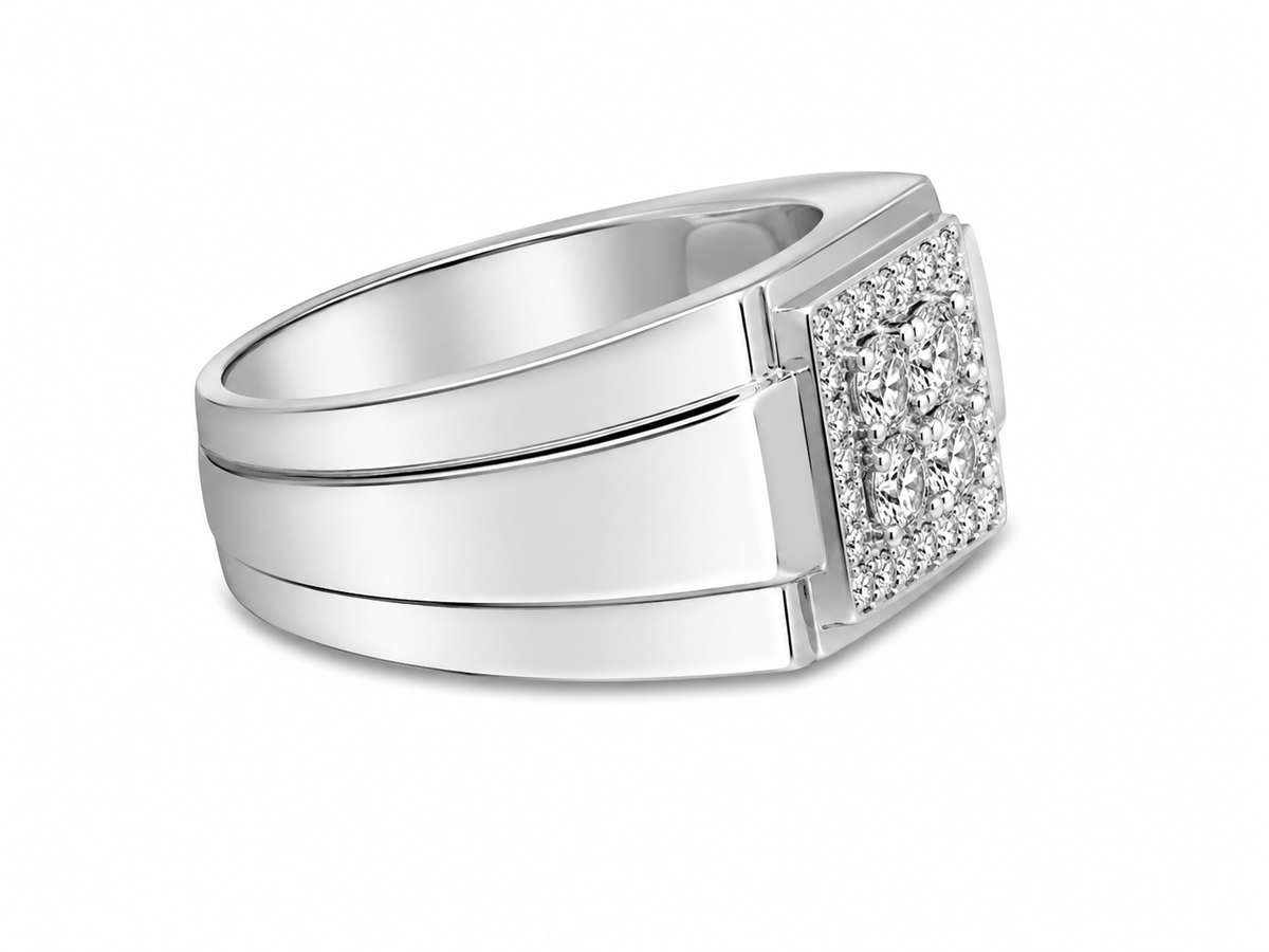10K White Gold Men's Band 0.50 ct Natural Diamond