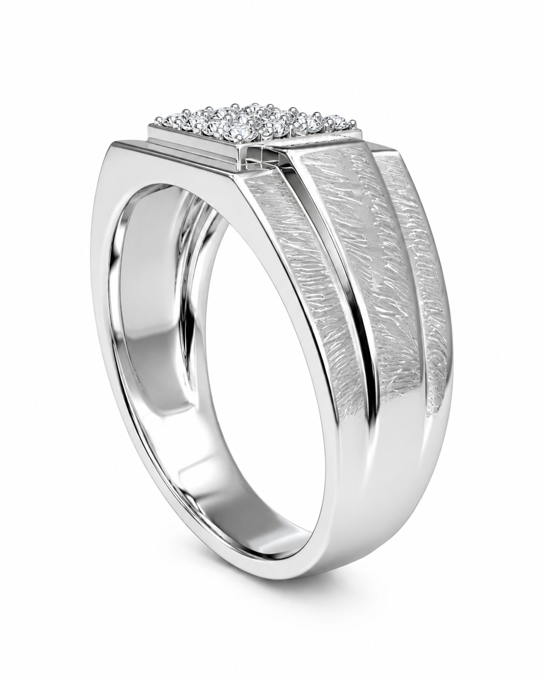 10K White Gold Men's Band 0.50 ct Natural Diamond