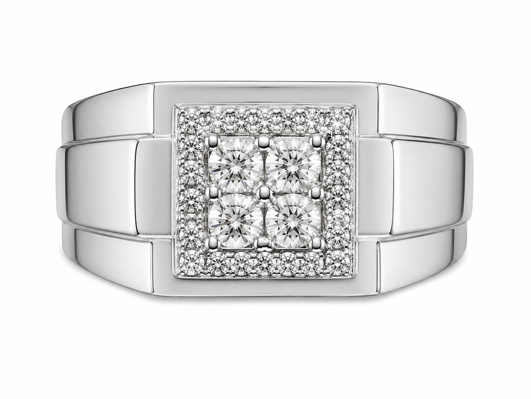 10K White Gold Men's Band 0.50 ct Natural Diamond