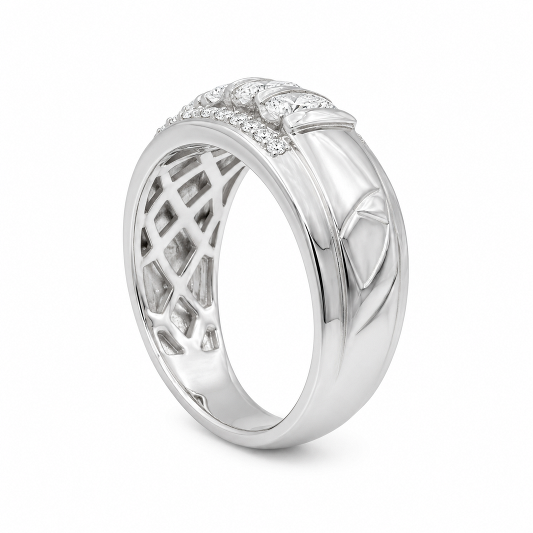 10K White Gold Men's Ring 0.60 ct Natural Diamond