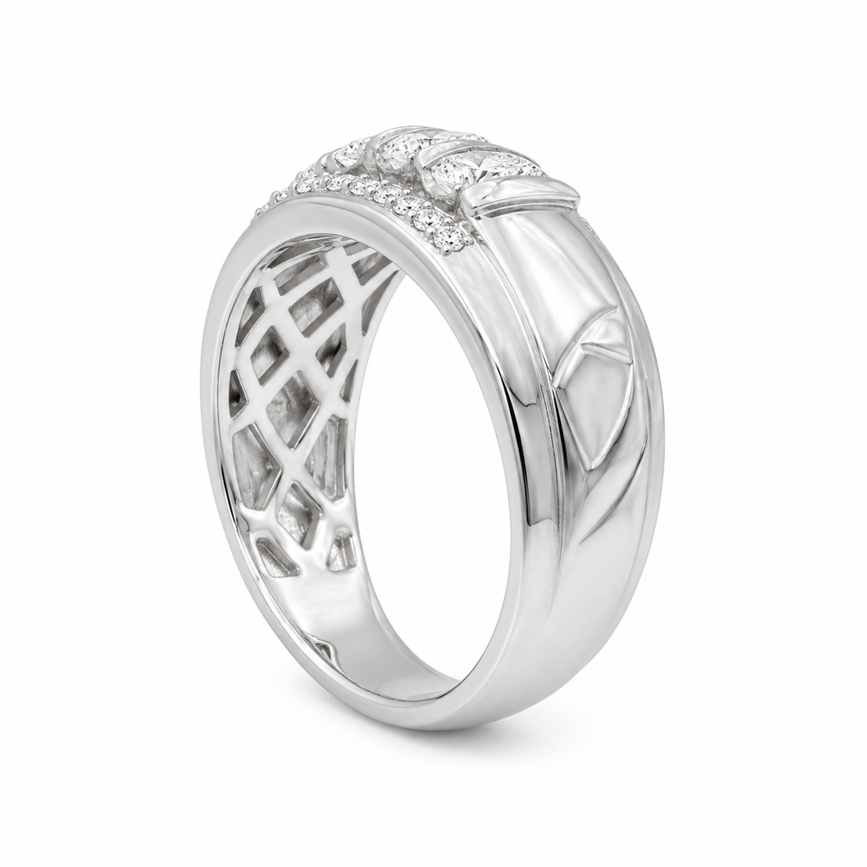 10K White Gold Men's Ring 0.60 ct Natural Diamond