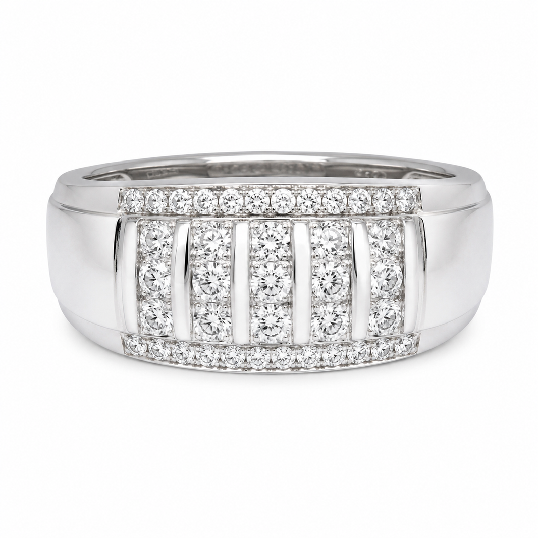 10K White Gold Men's Ring 0.60 ct Natural Diamond