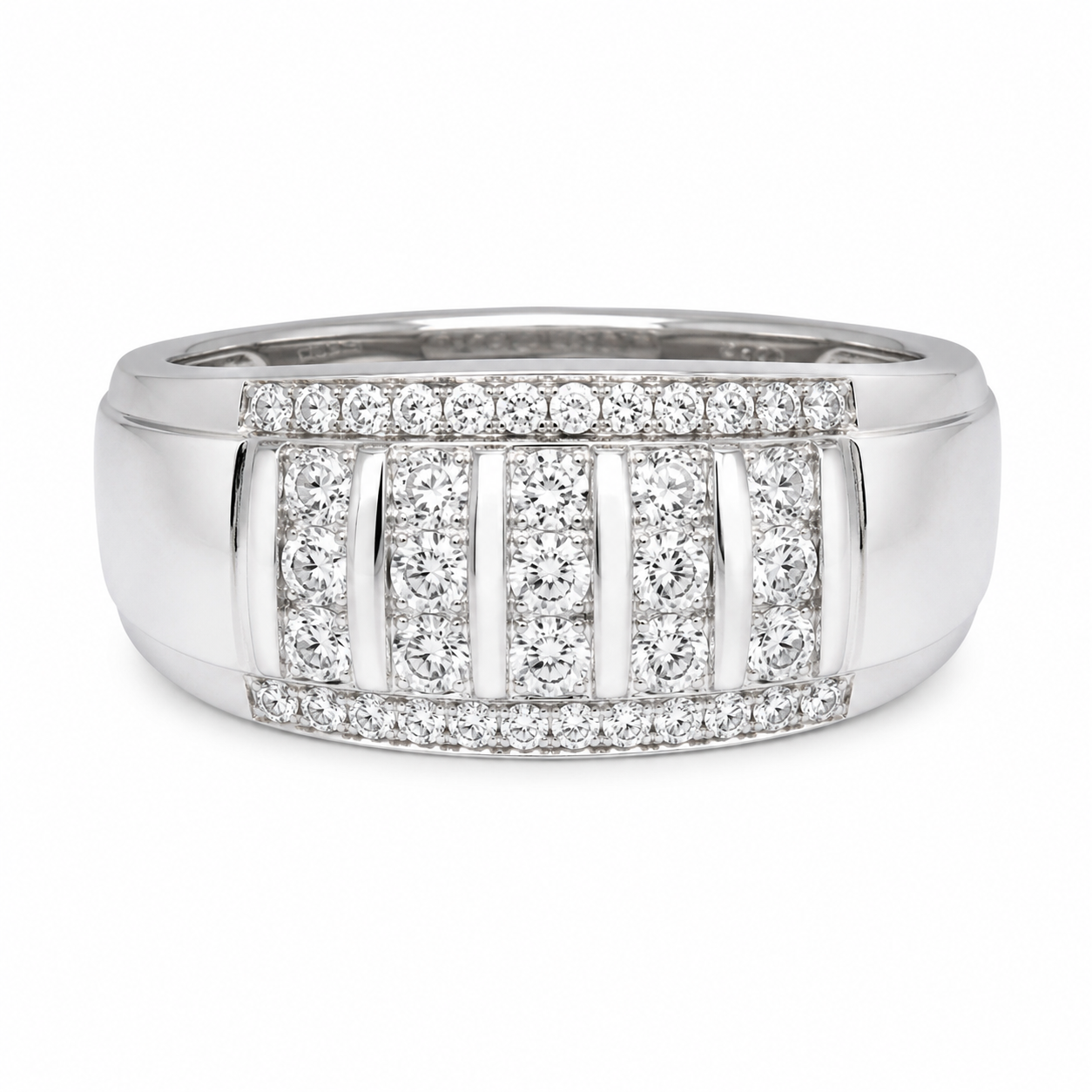 10K White Gold Men's Ring 0.60 ct Natural Diamond