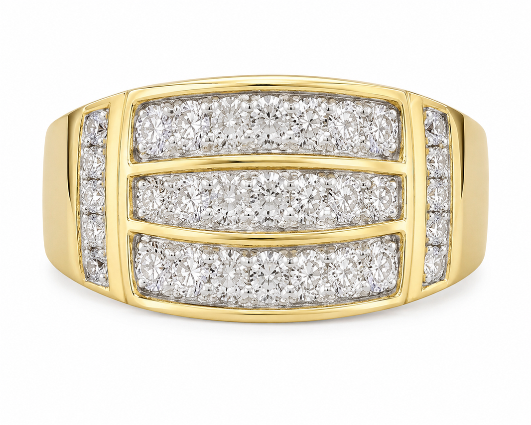 10K Yellow Gold Men's Ring 0.78 ct Natural Diamond