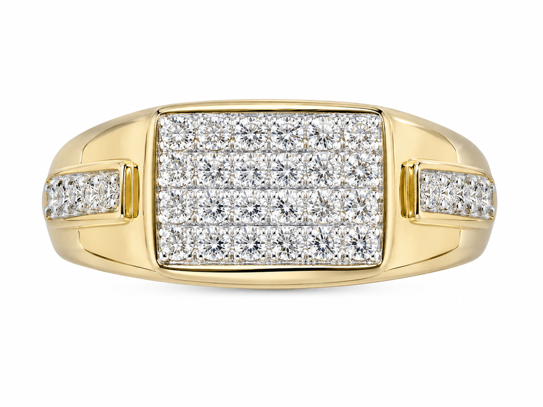 10K Yellow Gold Men's Ring 0.50 ct Natural Diamond