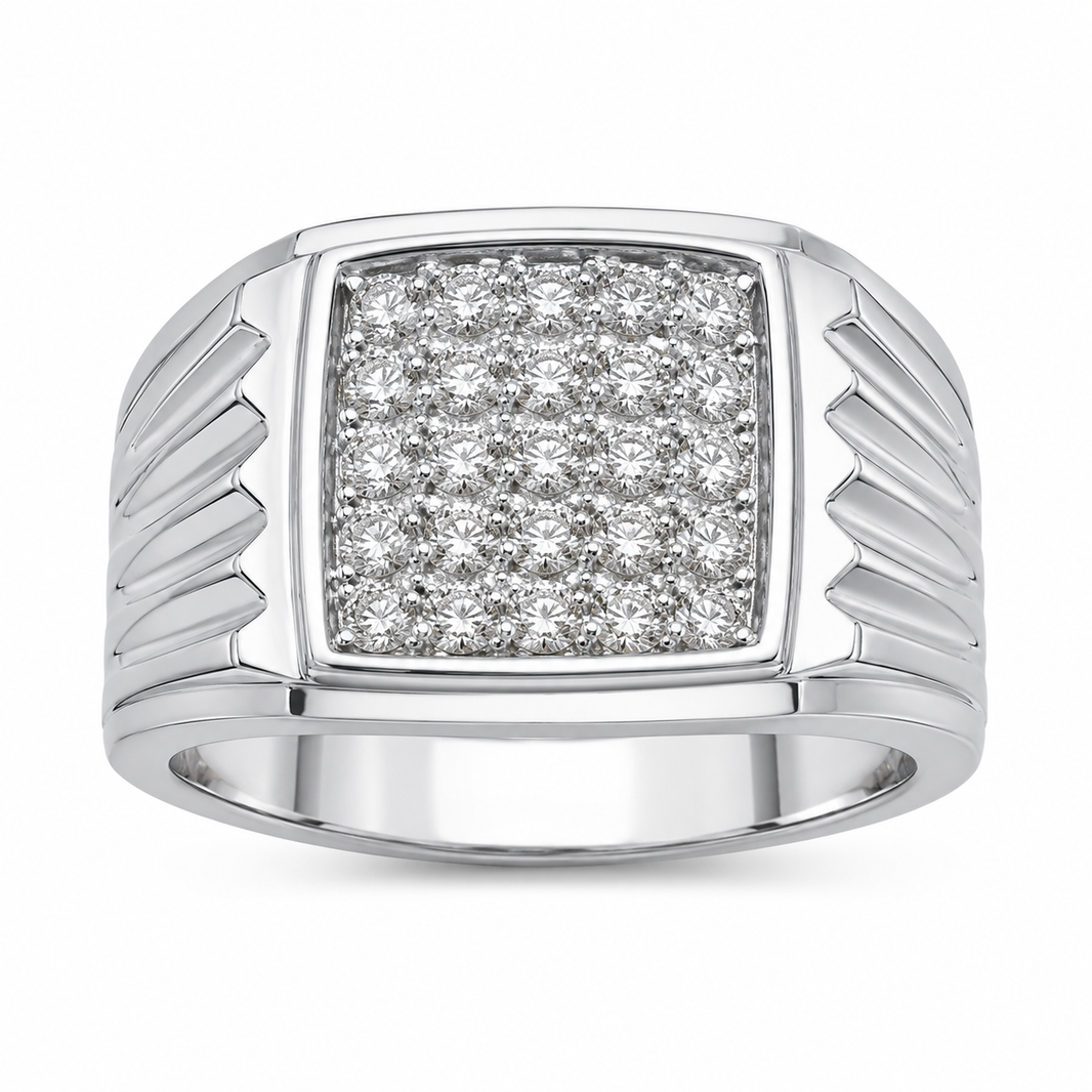 14K White Gold Men's Ring 0.50 ct Natural Diamond
