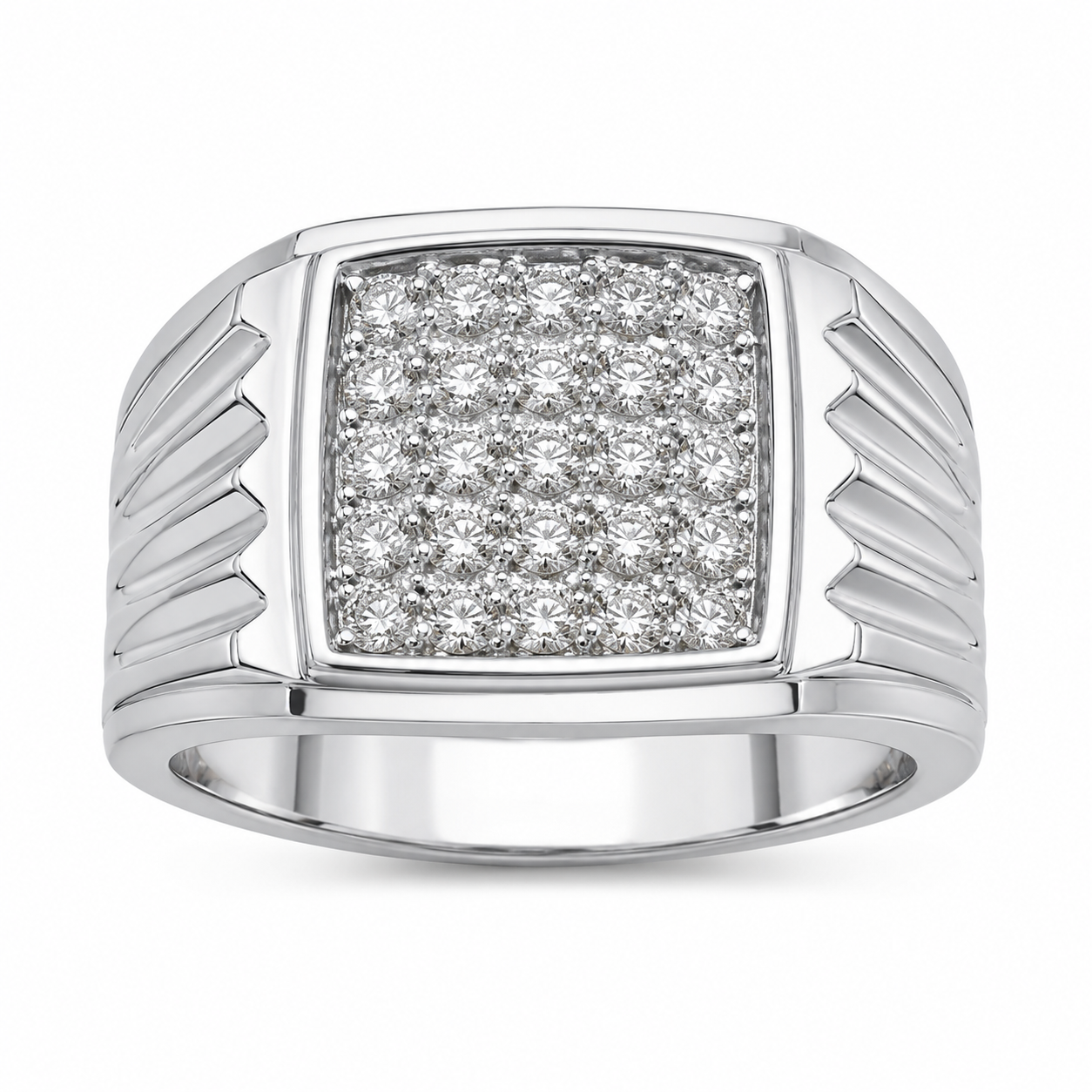 14K White Gold Men's Ring 0.50 ct Natural Diamond