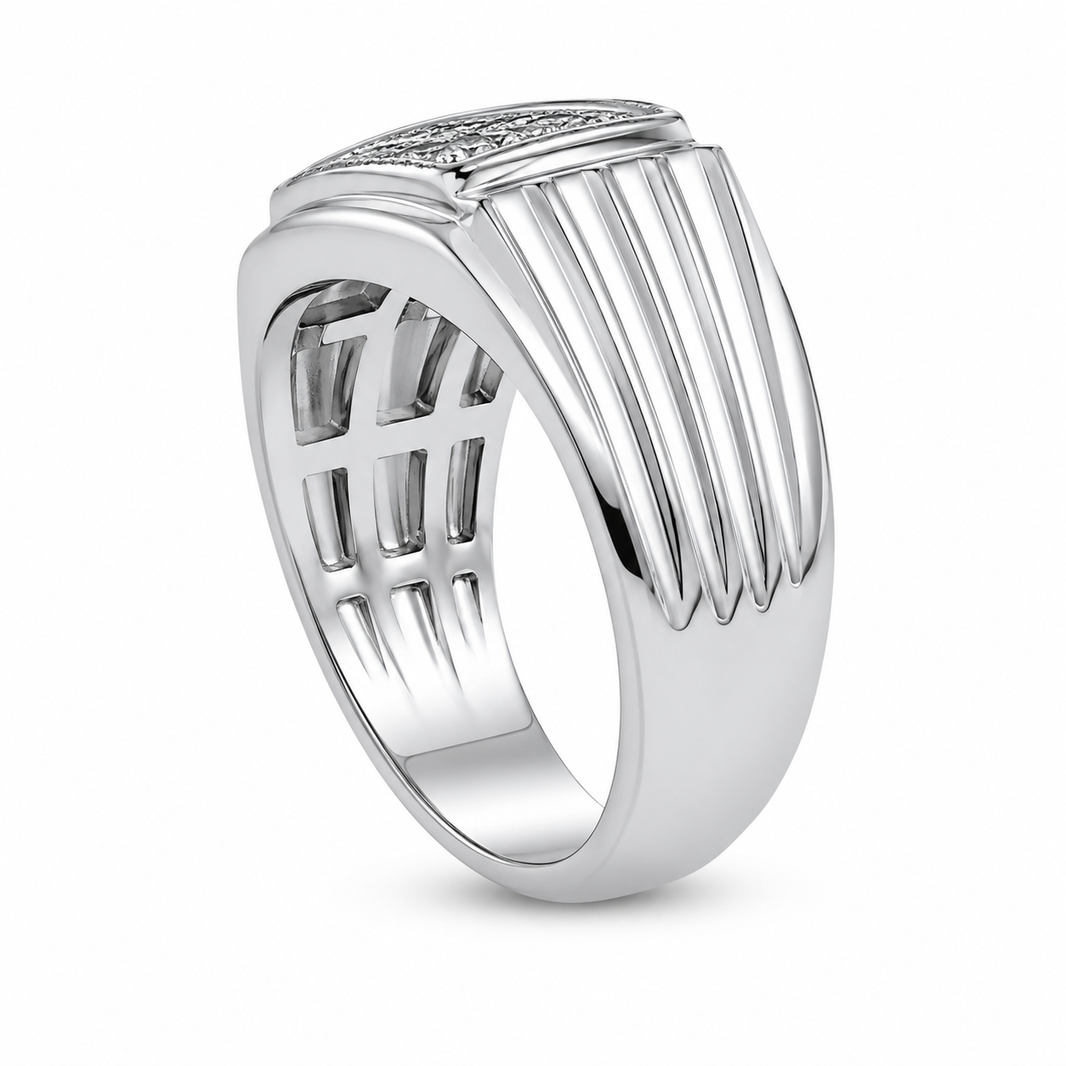 14K White Gold Men's Ring 0.50 ct Natural Diamond