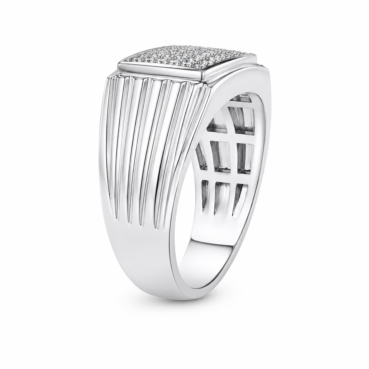 14K White Gold Men's Ring 0.50 ct Natural Diamond