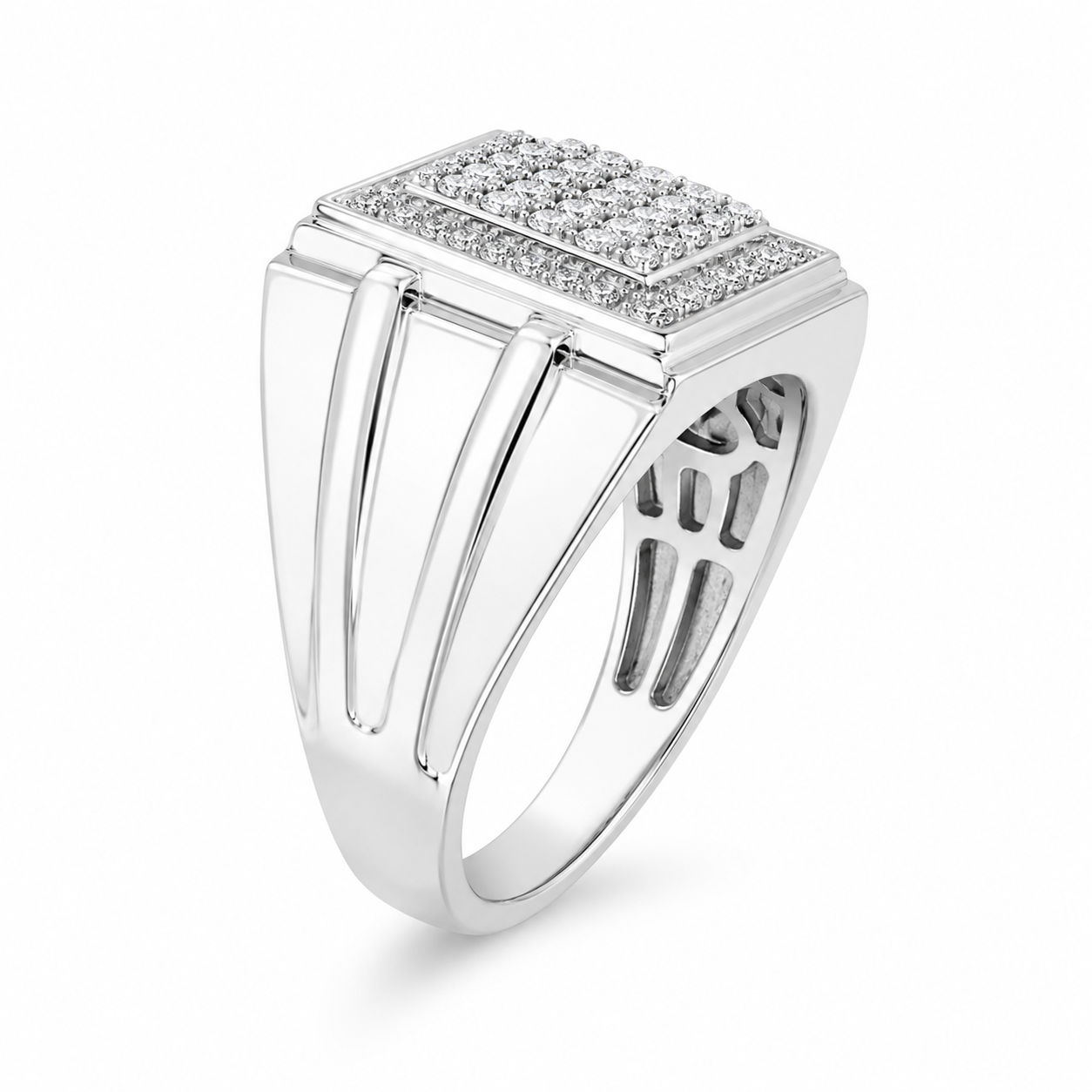 14K White Gold Men's Ring 0.50 ct Natural Diamond