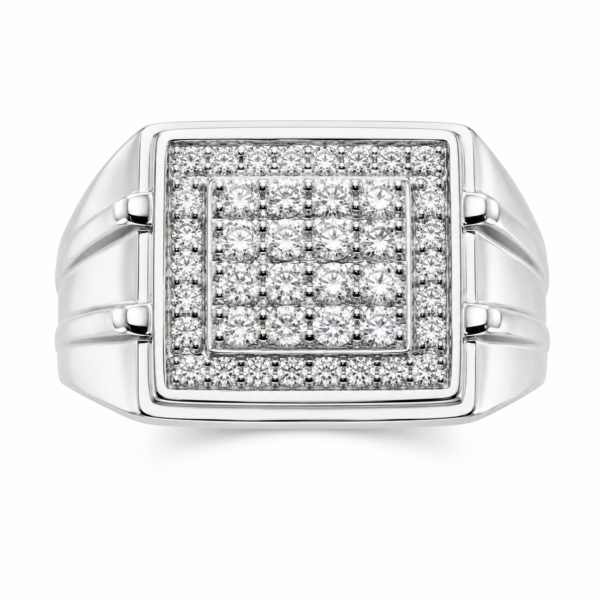 14K White Gold Men's Ring 0.50 ct Natural Diamond