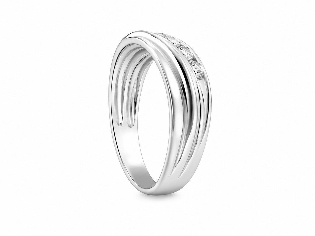 10K White Gold Men's Band 0.24 ct Natural Diamond