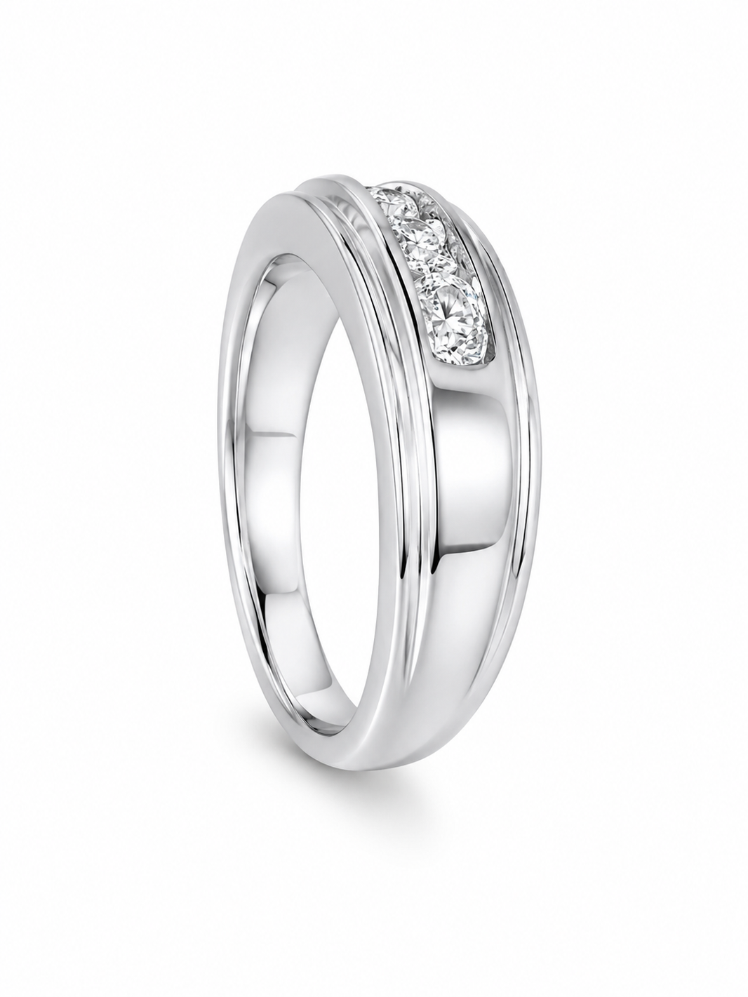 14K White Gold Men's Band 0.47 ct Natural Diamond