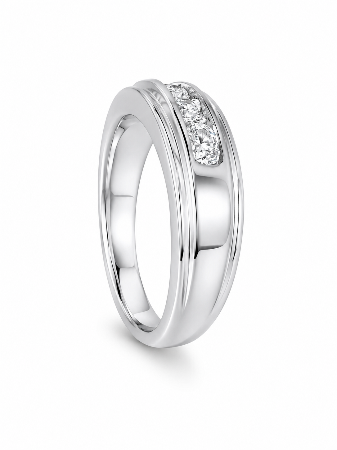 14K White Gold Men's Band 0.47 ct Natural Diamond