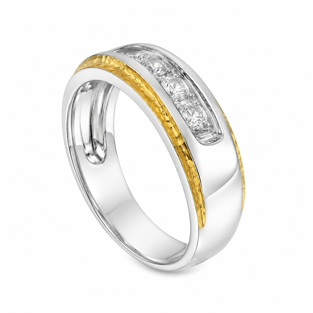 10K Two-Tone Gold Men's Ring 0.25 ct Natural Diamond