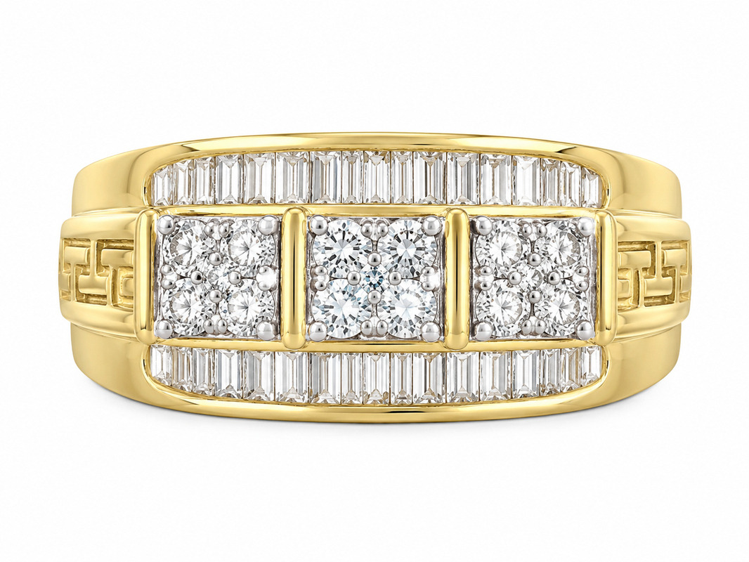 10K Yellow Gold Men's Ring 0.36 ct Natural Diamond