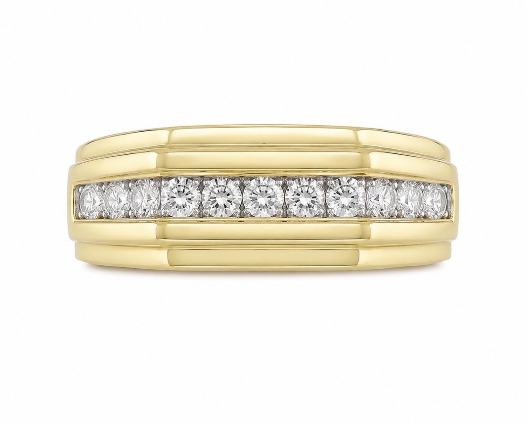 10K Yellow Gold Men's Band 0.24 ct Natural Diamond
