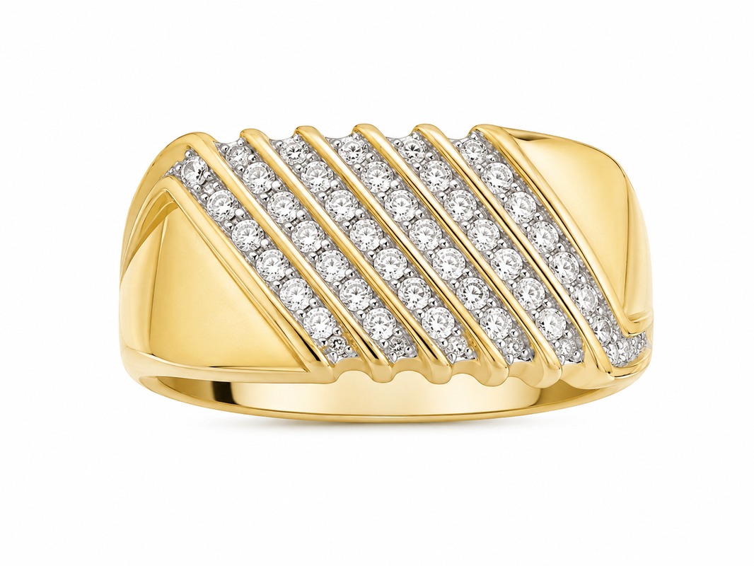 10K Yellow Gold Men's Band 0.33 ct Natural Diamond