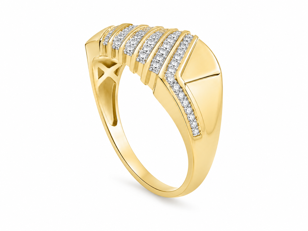 10K Yellow Gold Men's Band 0.33 ct Natural Diamond