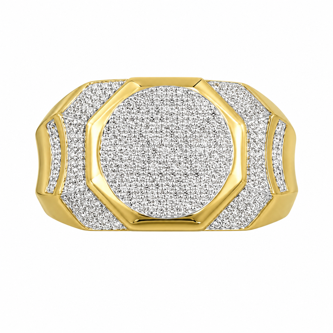 10K Yellow Gold Men's Ring 0.22 ct Natural Diamond
