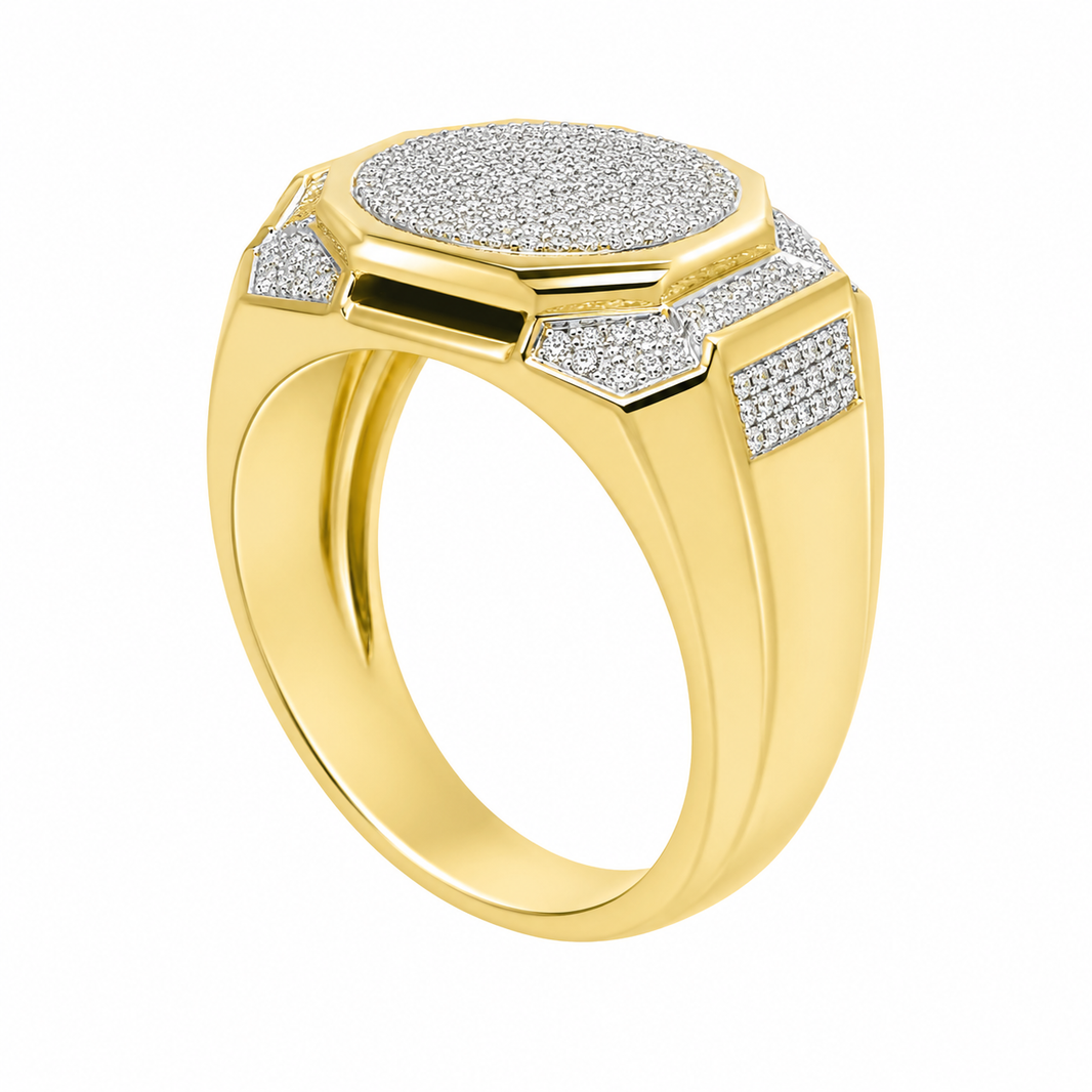 10K Yellow Gold Men's Ring 0.22 ct Natural Diamond