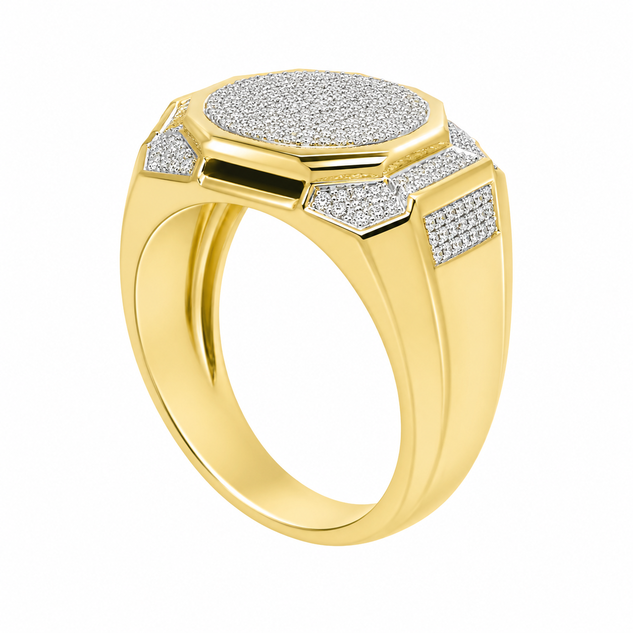 10K Yellow Gold Men's Ring 0.22 ct Natural Diamond