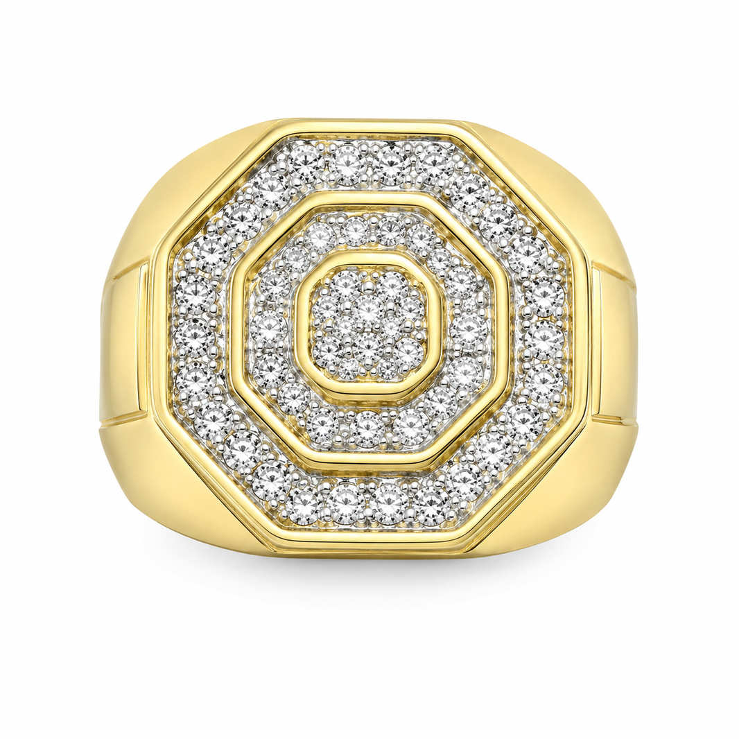 10K Yellow Gold Men's Ring 0.48 ct Natural Diamond