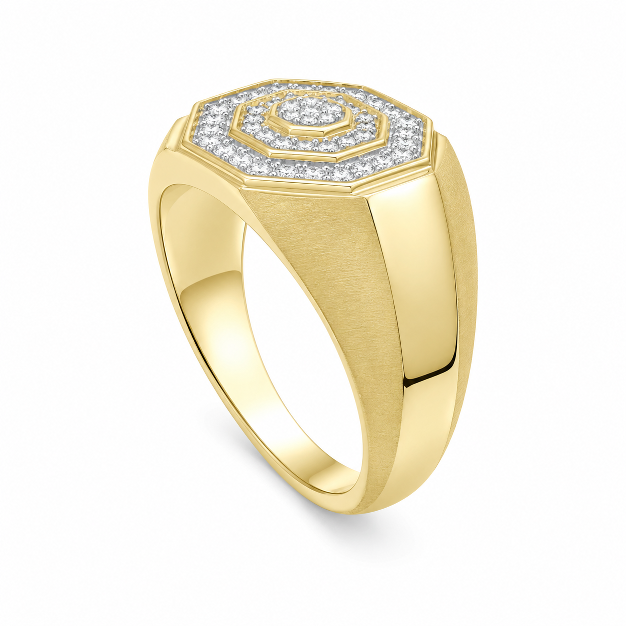10K Yellow Gold Men's Ring 0.48 ct Natural Diamond