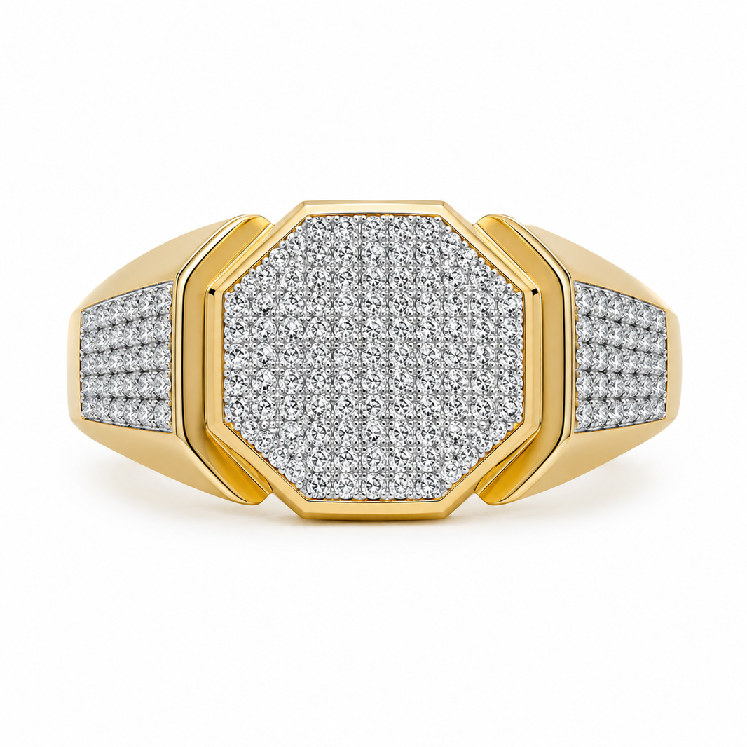 10K Yellow Gold Men's Ring 0.32 ct Natural Diamond