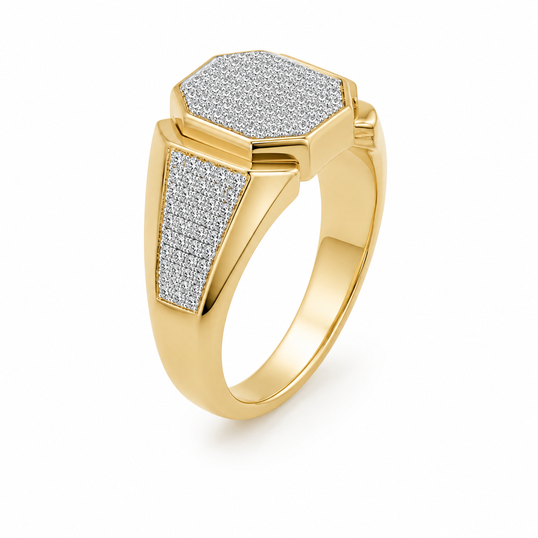 10K Yellow Gold Men's Ring 0.32 ct Natural Diamond