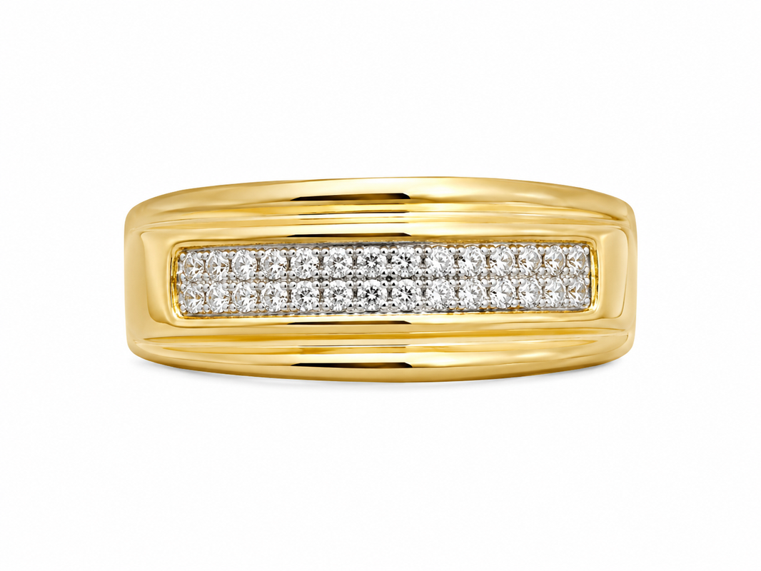 10K Yellow Gold Men's Band 0.10 ct Natural Diamond