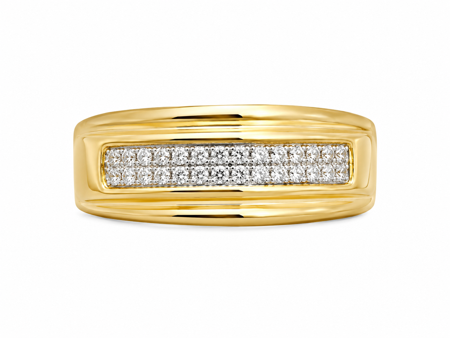 10K Yellow Gold Men's Band 0.10 ct Natural Diamond