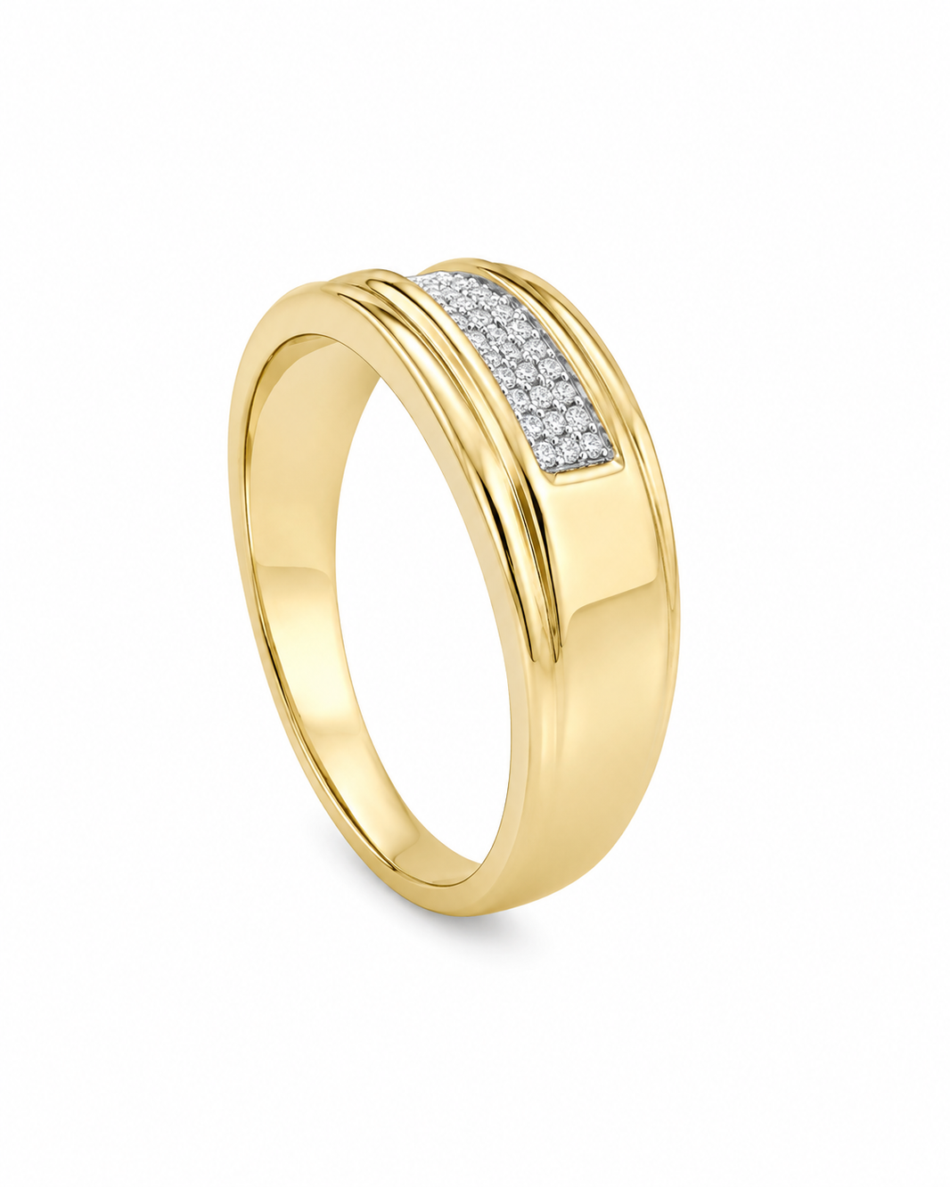 10K Yellow Gold Men's Band 0.10 ct Natural Diamond
