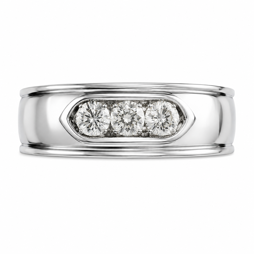 14K White Gold Men's Ring 0.25 ct Natural Diamond
