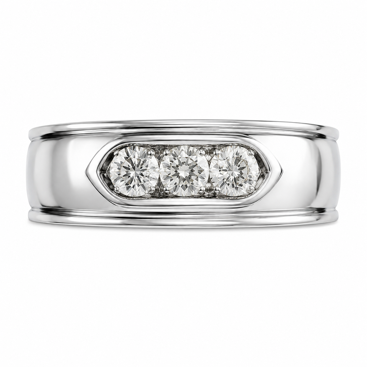 14K White Gold Men's Ring 0.25 ct Natural Diamond