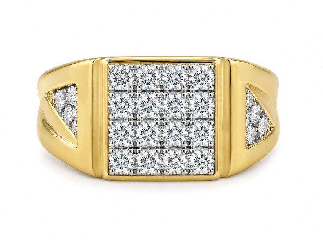 10K Yellow Gold Men's Ring 0.26 ct Natural Diamond