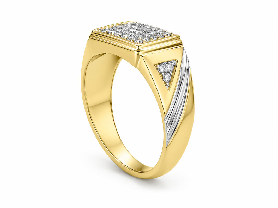 10K Yellow Gold Men's Ring 0.26 ct Natural Diamond