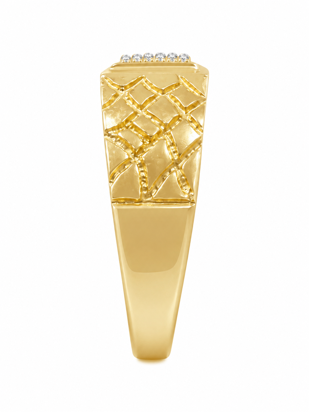 10K Yellow Gold Men's Ring Nugget Style 0.26 ct Natural Diamond