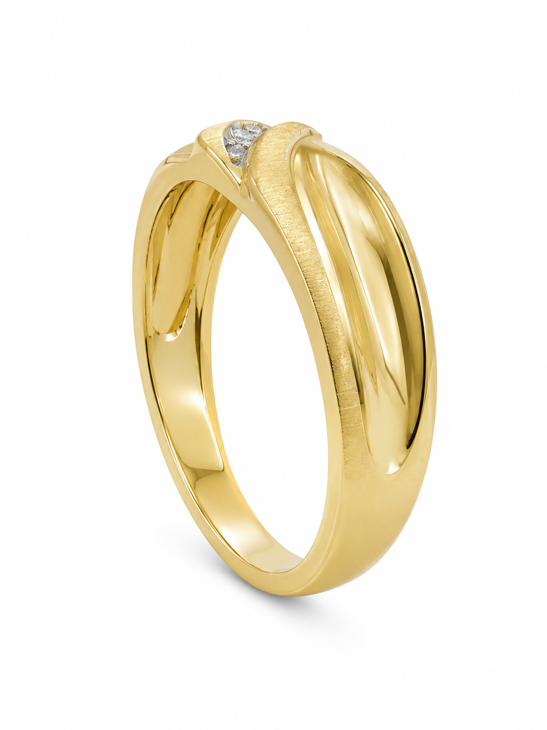 10K Yellow Gold Men's Band 0.08 ct Natural Diamond