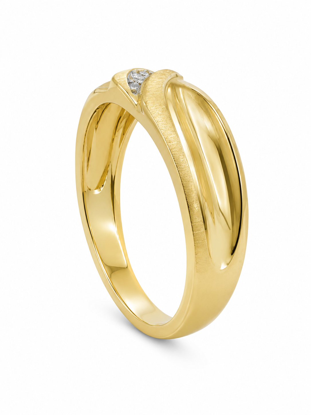 10K Yellow Gold Men's Band 0.08 ct Natural Diamond