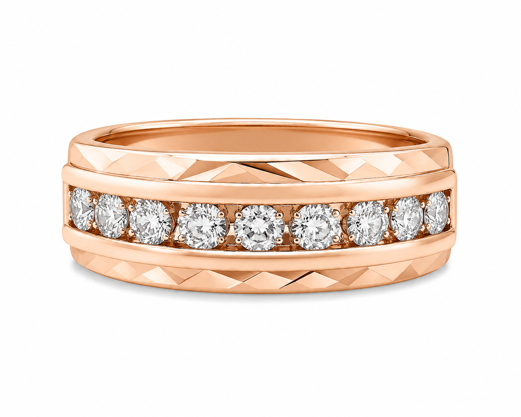 10K Rose Gold Men's Band 0.27 ct Natural Diamond