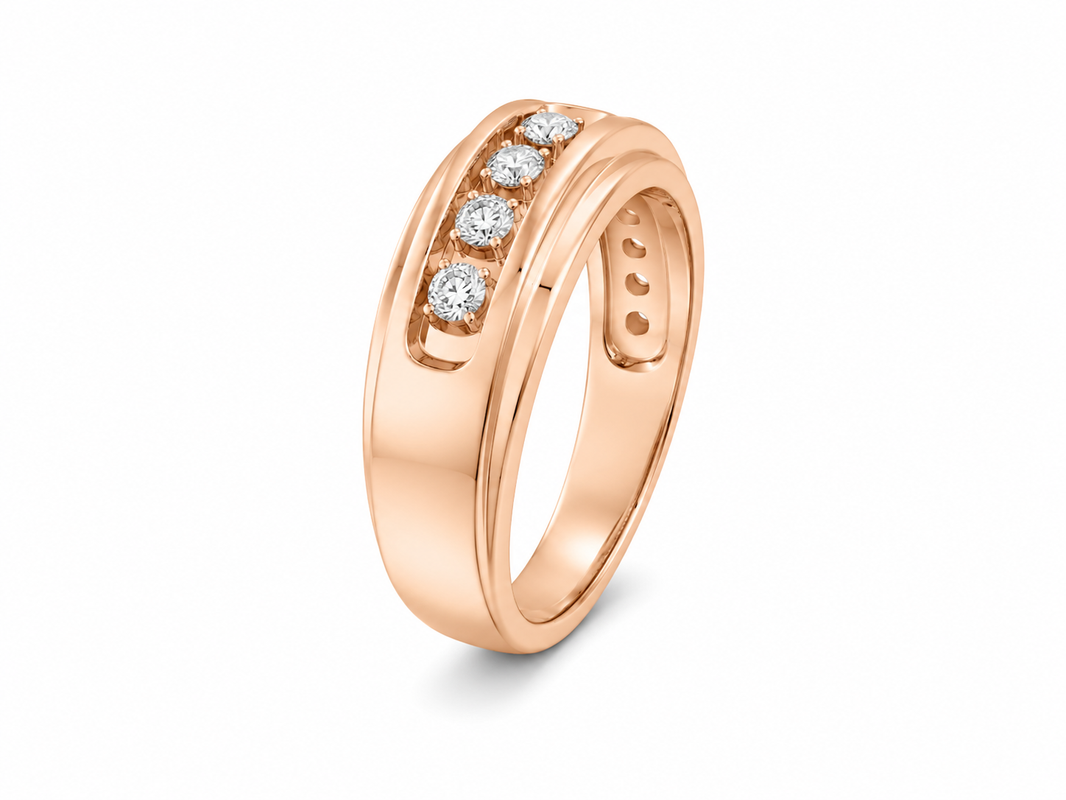 10K Rose Gold Men's Band 0.27 ct Natural Diamond