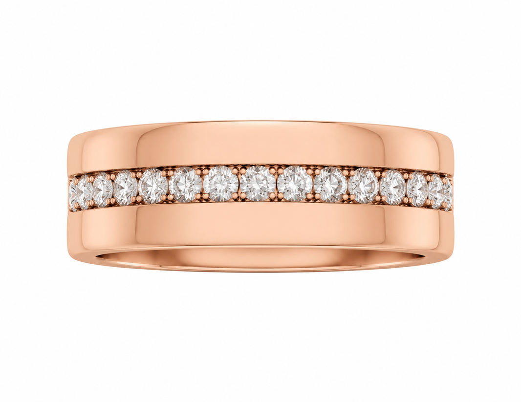 14K Rose Gold Men's Band 0.33 ct Natural Diamond