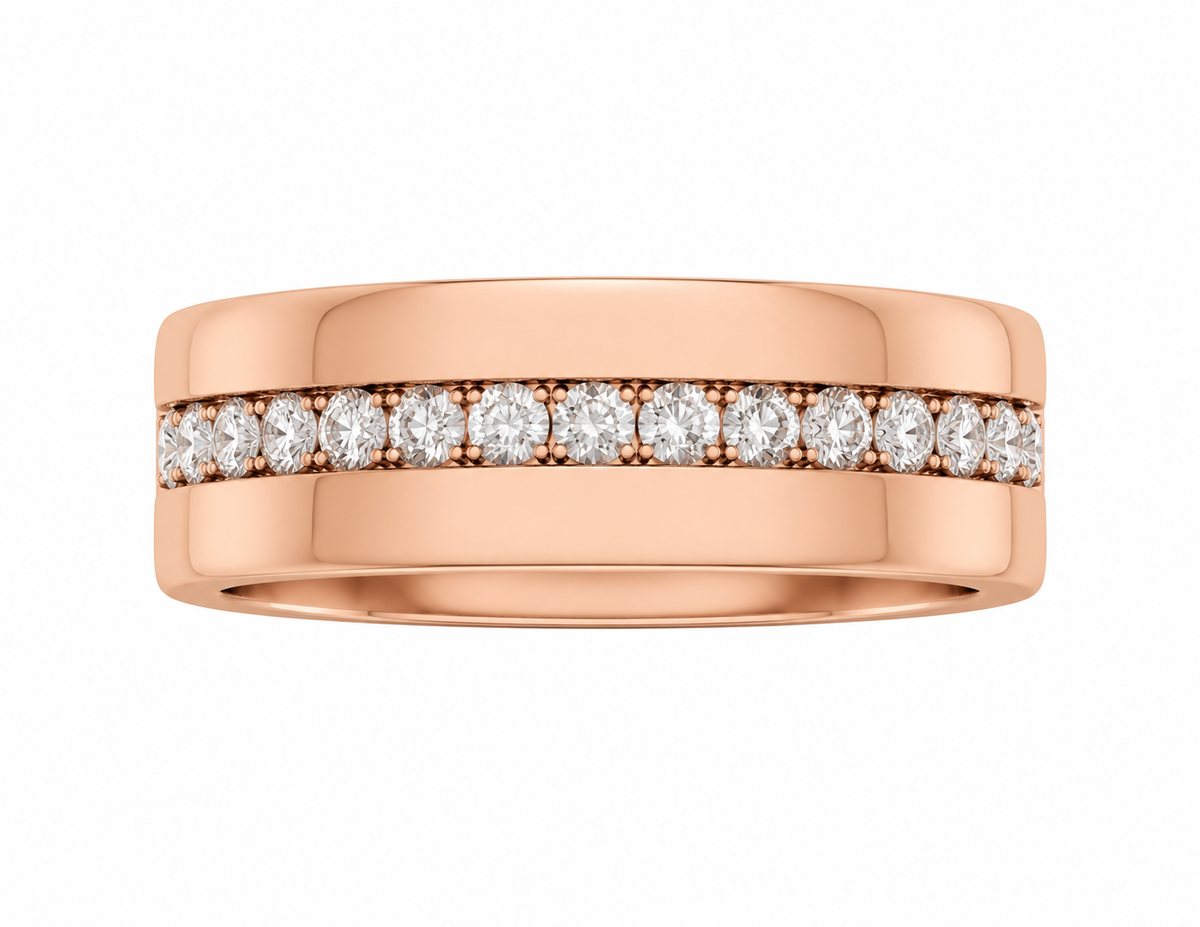14K Rose Gold Men's Band 0.33 ct Natural Diamond