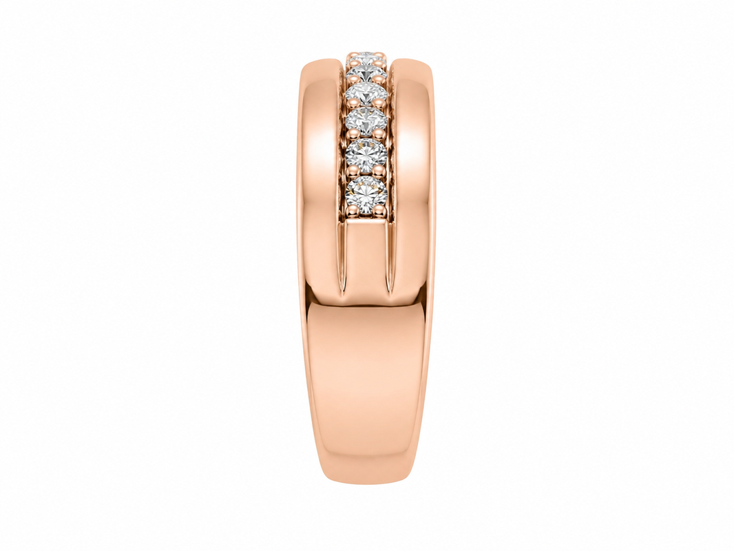 14K Rose Gold Men's Band 0.33 ct Natural Diamond
