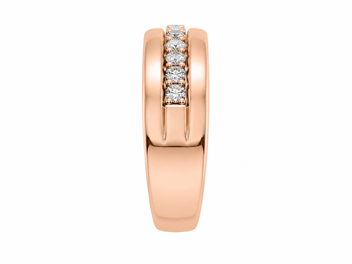 14K Rose Gold Men's Band 0.33 ct Natural Diamond