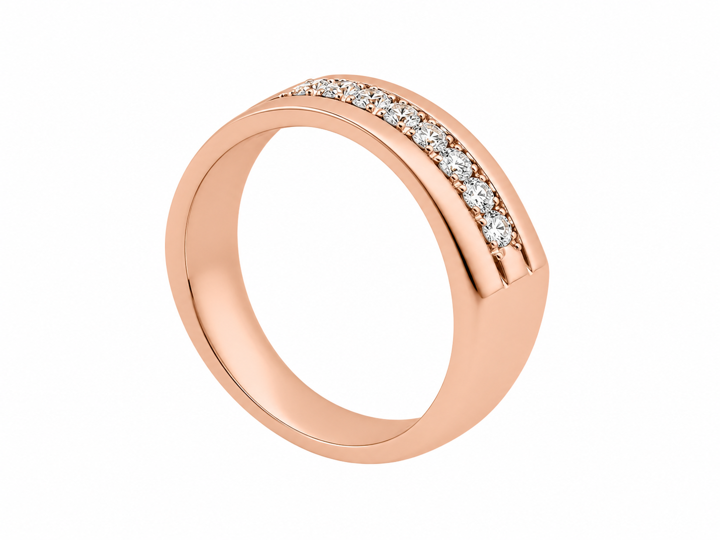 14K Rose Gold Men's Band 0.33 ct Natural Diamond