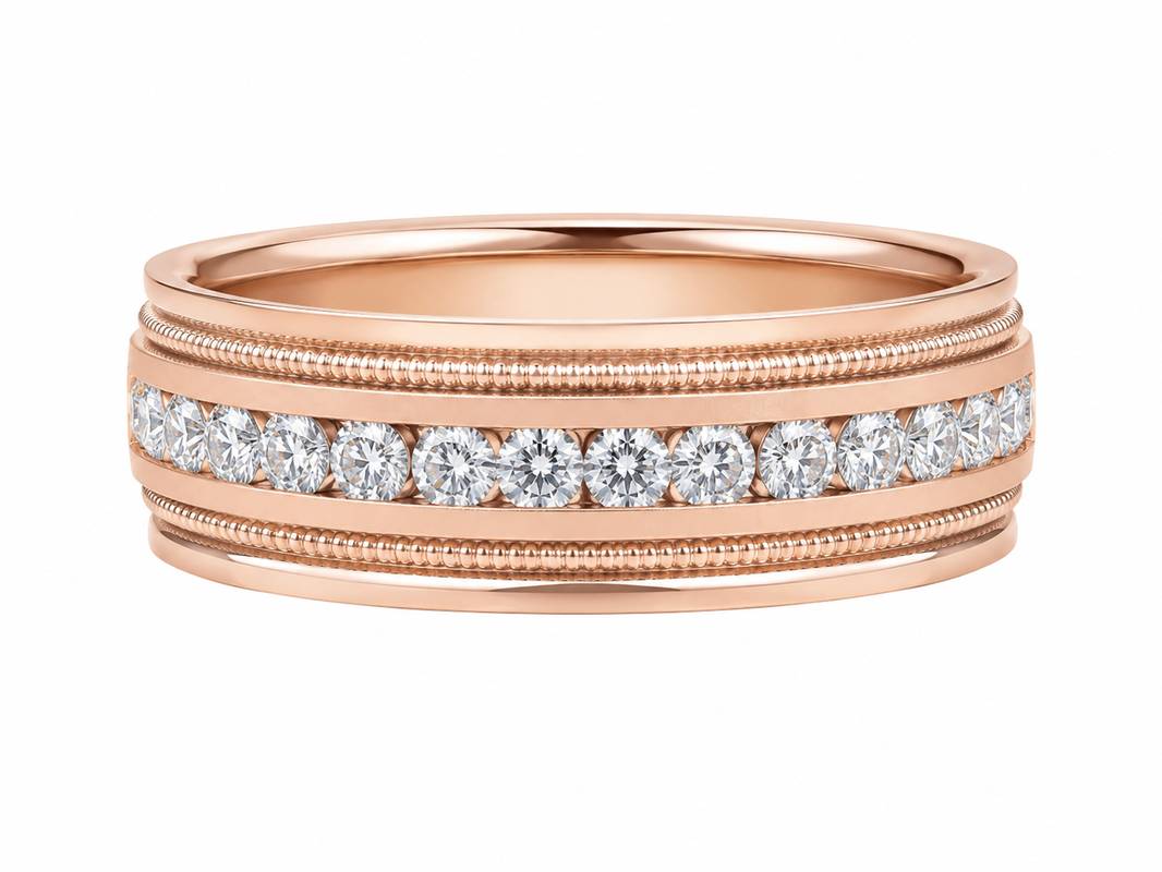 10K Rose Gold Men's Band 0.50 ct Natural Diamond