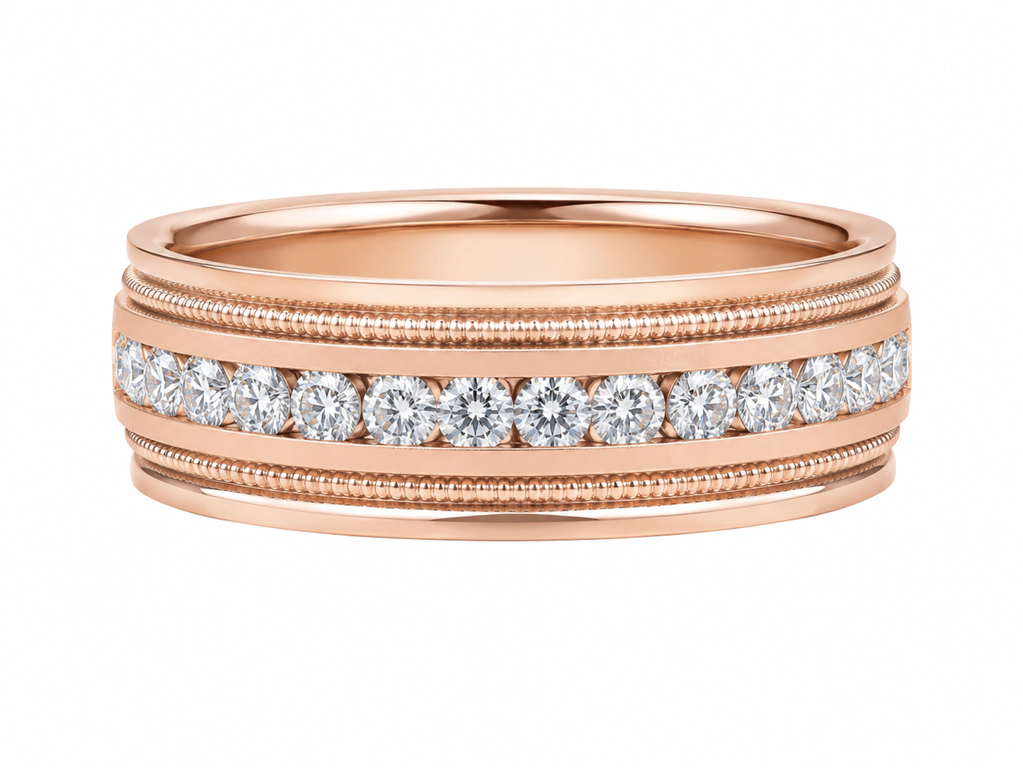 10K Rose Gold Men's Band 0.50 ct Natural Diamond