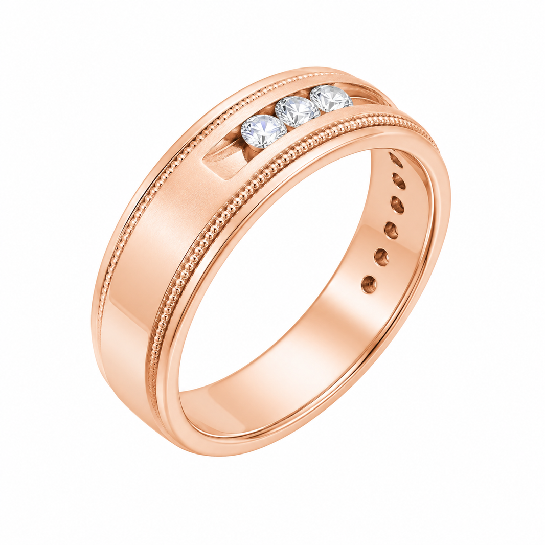 10K Rose Gold Men's Band 0.50 ct Natural Diamond